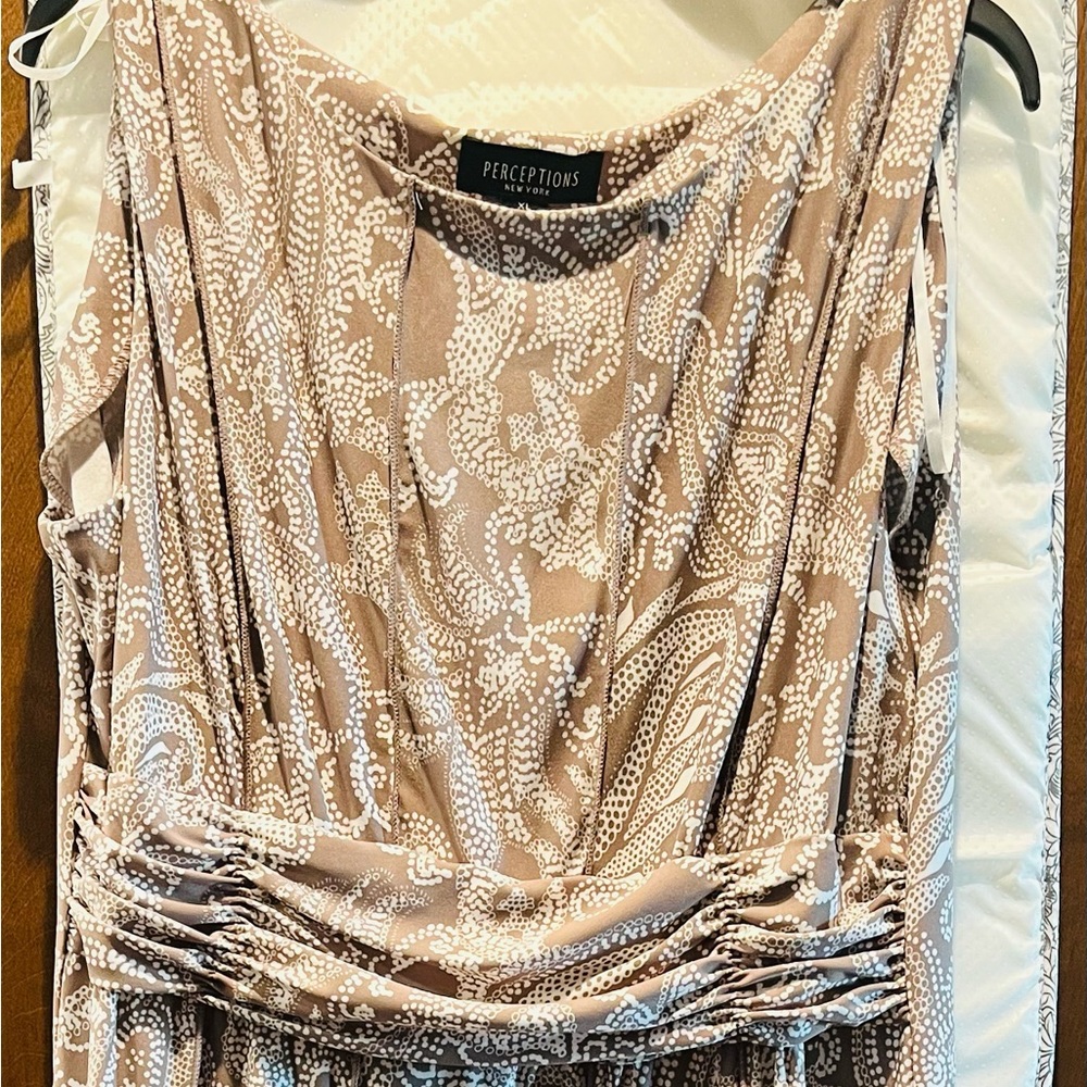 Perceptions, tan/creme dress. Worn 1-2 times